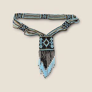 Handmade Beaded Statement Necklace With Fringe Design